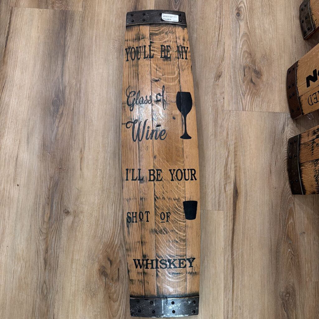 Whiskey Barrel Sign Glass of Wine