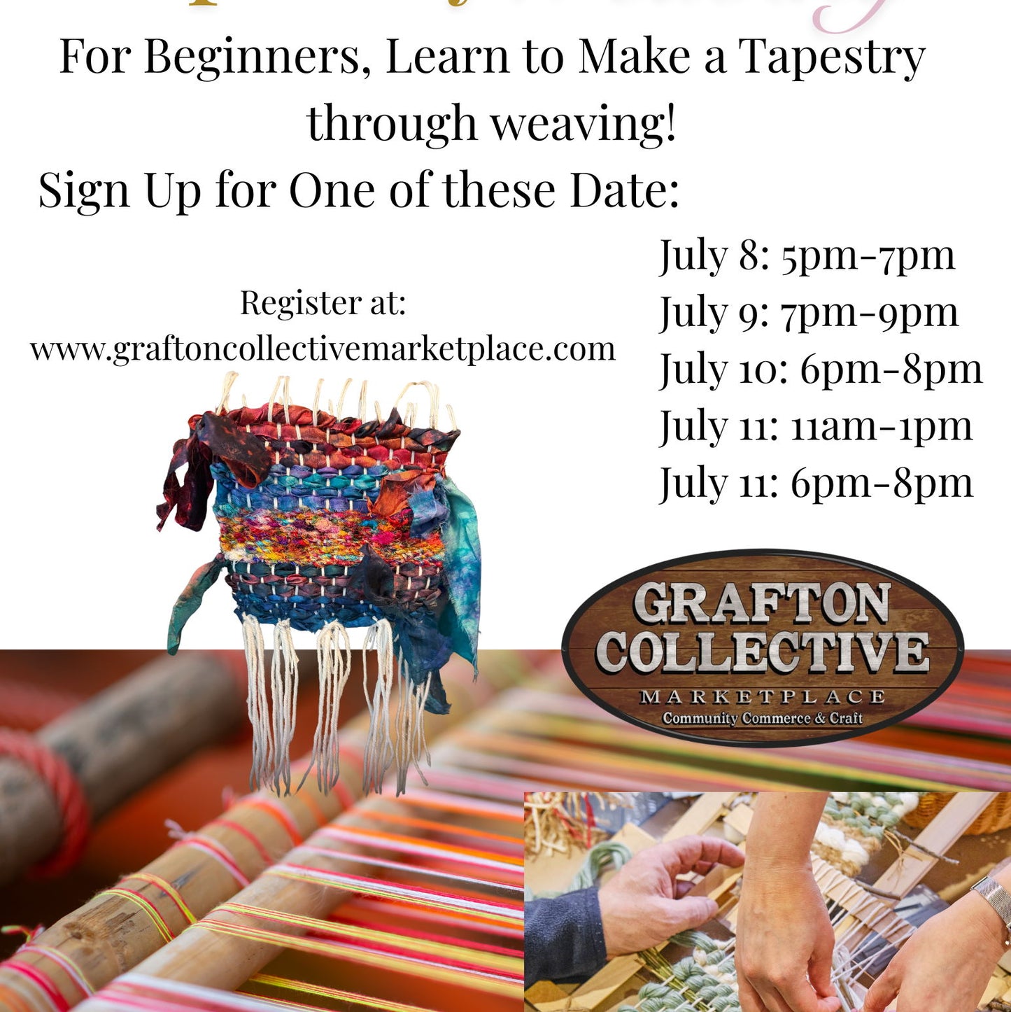 11am-1pm $35: Tapestry Weaving Beginners Workshop - 11 Jul 2026