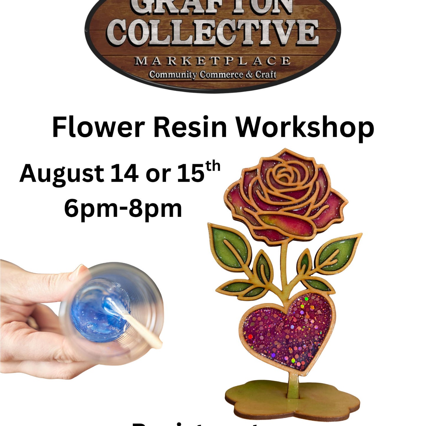 6pm-8pm: Rose Resin Glaze & Sip Workshop - 14 Aug 2026