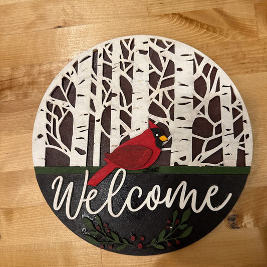 Un-painted Cardinal Sign-Winter DIY