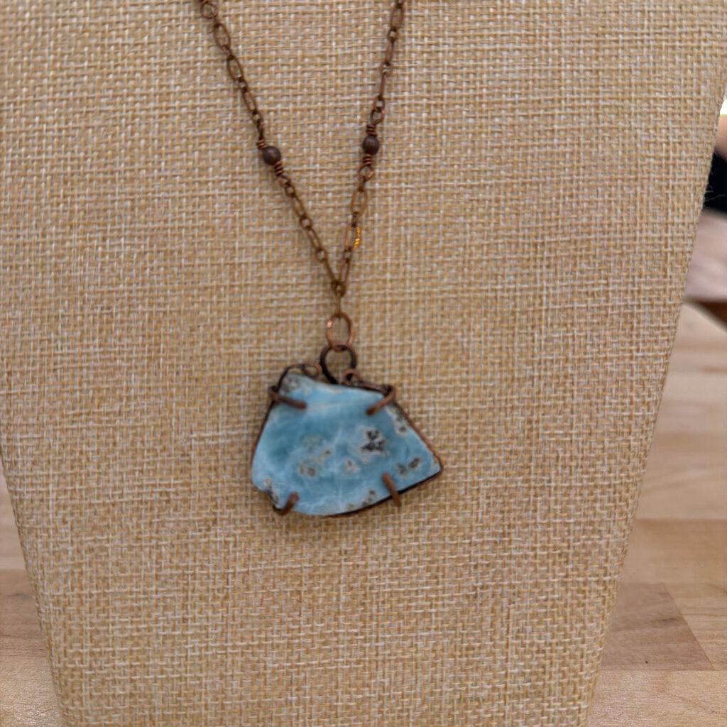 Copper Larimar Slab Necklace