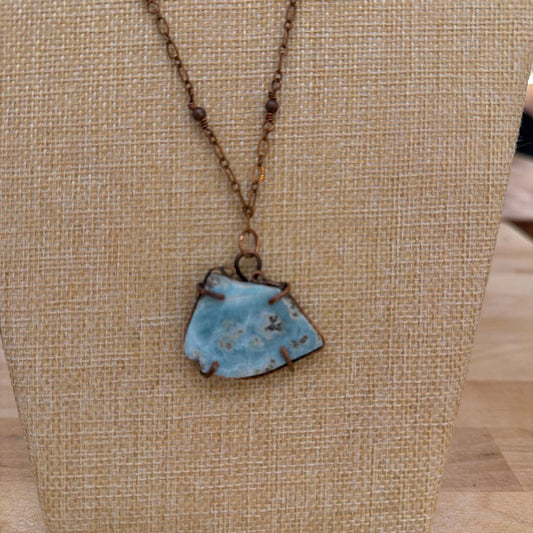 Copper Larimar Slab Necklace
