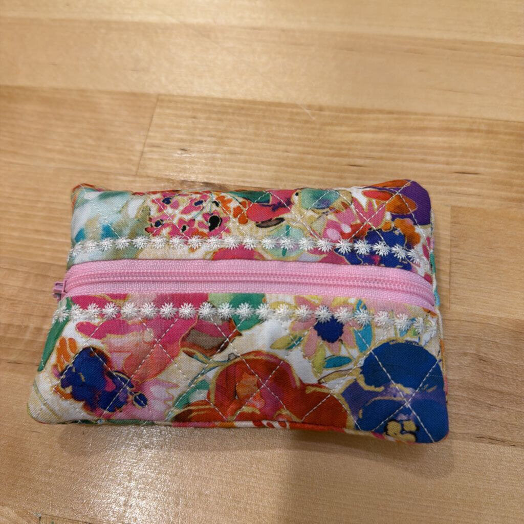 Floral Pink Zipper Kleenex Wallet Holder