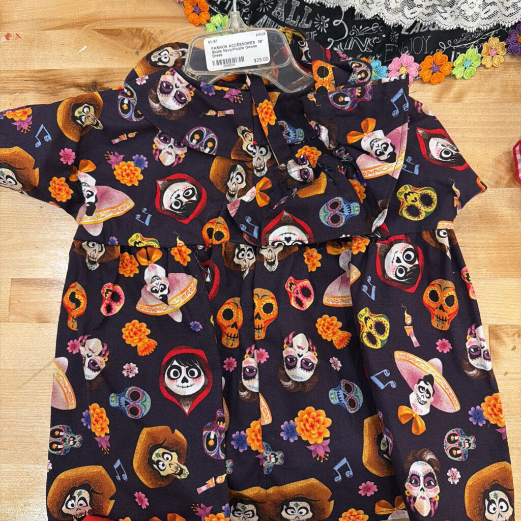 28" Skulls Navy/Purple Goose Dress