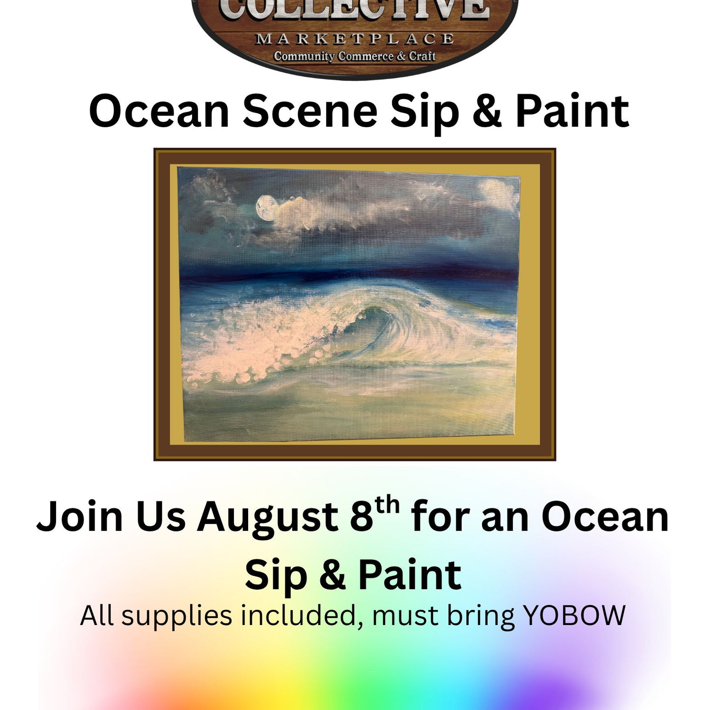 1pm-3pm: Ocean Paint & Sip - 8 Aug 2026