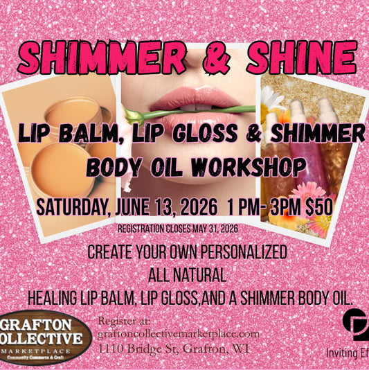 12pm-3pm WALK-IN: Make Your Own Lip gloss, Lip balm, and Body Shimmer - 13 Jun 2026