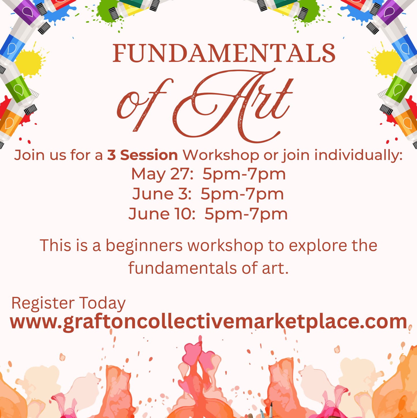 5pm-7pm $30 (Session 3): 3 Part Session- Beginners Fundamental of Art - 10 Jun 2026