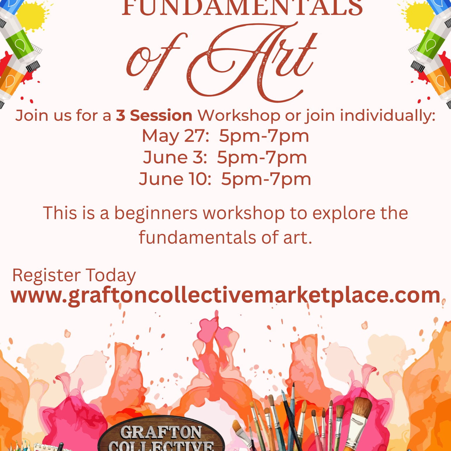 5pm-7pm $30 (Session 1): 3 Part Session- Beginners Fundamental of Art - 27 May 2026