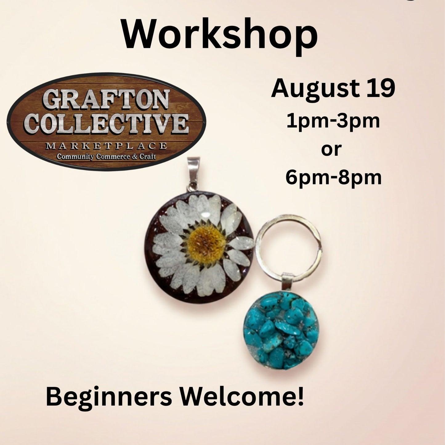 1pm-3pm: Resin Charm Jewelry Making Workshop - 19 Aug 2026