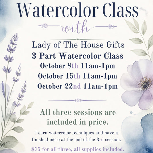 3 Sessions: 11am-1pm Watercolor Class (Thurs. 10/8,10/15,10/22 - 8 Oct 2026